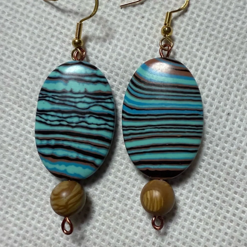 Necklace, bracelet and earring jewelry set natures colors artisan handmade - Picture 7 of 8